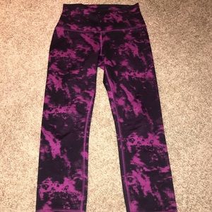 Size 4 Pink Tie Dye Lululemon Cropped Yoga Pants